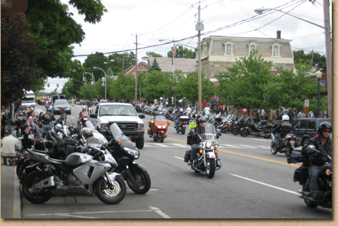 Intersection of Canada Street and Beach Road in Lake George during Americade