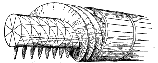 Illustration showing how to build a water screw