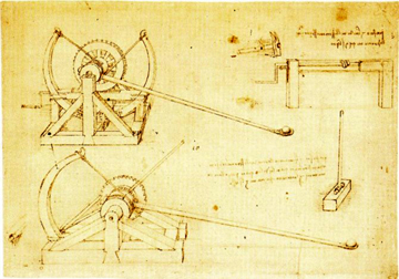 Leonardo's Spring Catapult from his notebook