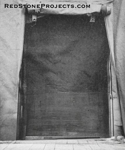 Front and rear screens are of plastic, and both the screen and the canvas fly at the door are zippered at the sides as shown.