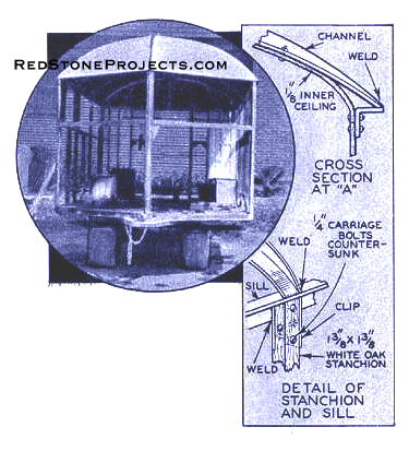 Here is the trailer as it appears before the ceiling process has been started. Note the roof in place.