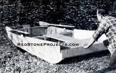 3. Plywood makes it light - one man can take it off car top or trailer and push it into the water. Skids on the bottom make it easy to slide the boat off the trailer and haul it along the ground. It goes back up without trouble, too.