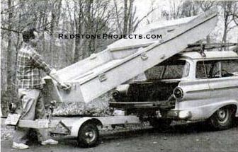 Slide the boat on fully open, as above, and load it up with your supplies and equipment before folding it shut. When closed, the unit will keep everything inside dry and secure.