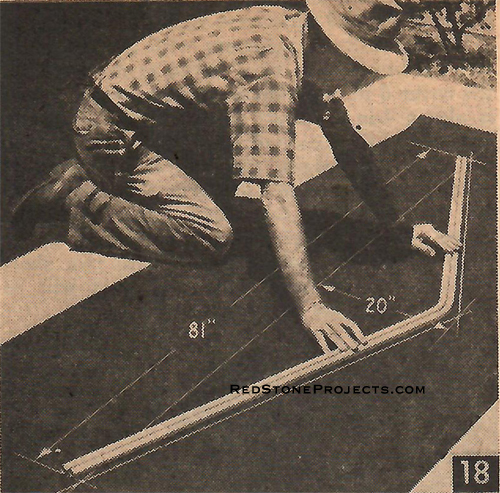 Figure 18. Laying out angle for end frames to support tent.