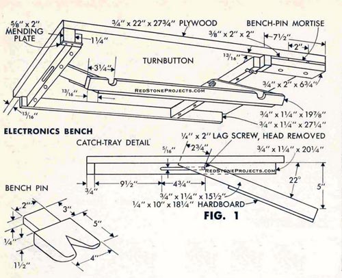Figure 1. Slide Out Electronics Bench and Catch Tray Details