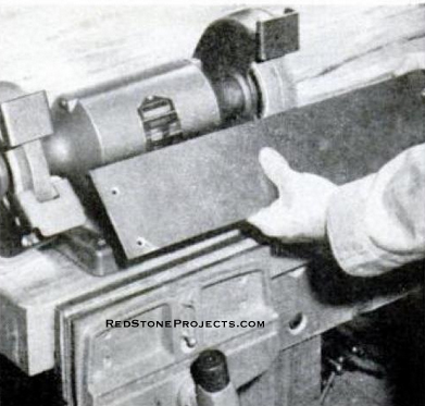 The sole plate for the clamping block is 14-ga sheet steel. The leading edge of the metal should be ground to a 45-deg. angle and finished with a file.