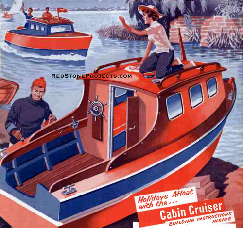 Illustration of a completed DIY 2-berth cabin cruiser.