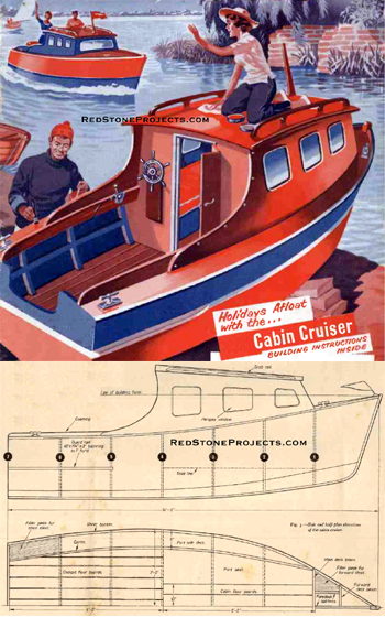 Restored PDF of vintage 2-berth cabin cruiser plans with enhanced and enlarged figures and illustrations and searchable text free version.