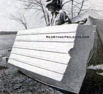 HEAVY BOTTOM BATTENS on the outside protect plywood planking, act as exterior framing for the pram.