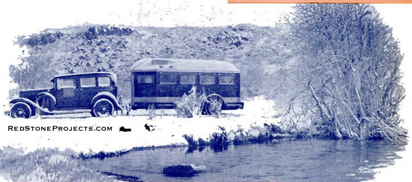 A home on wheels on a Nevada road in winter. Built-in heating and air-conditioning units provide comfort under all climatic conditions.