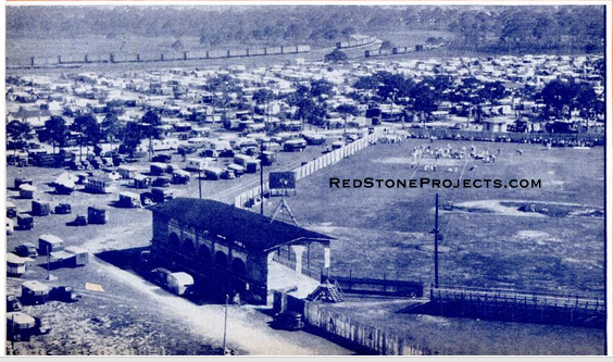 A city of trailers - a tourist park in Sarasota, Fla., with nearly 1000 units assembled for the convention of a trailer organization. Many camps now provide facilities for this type of travel.